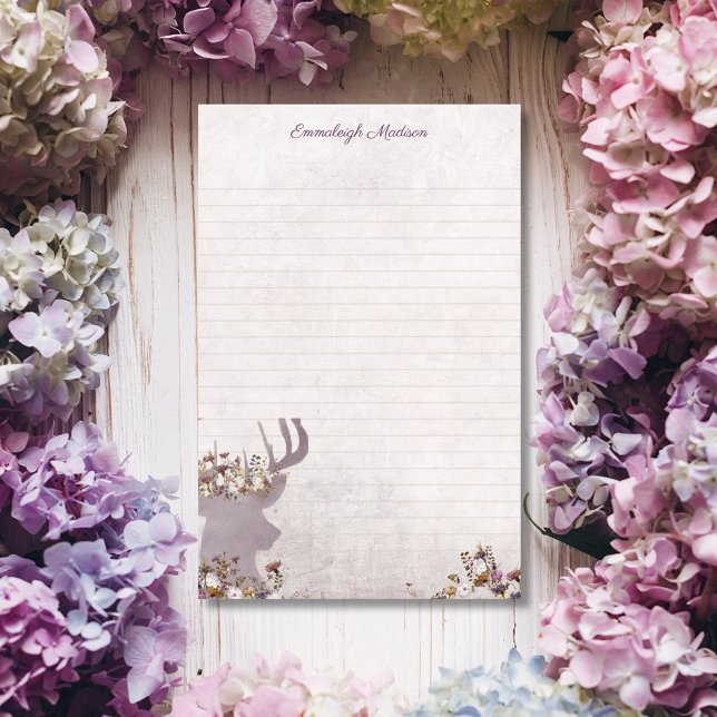 Lavender Hjort Dreamy Boho Chic Monogram Brevpapper (Skapare uppladdad)