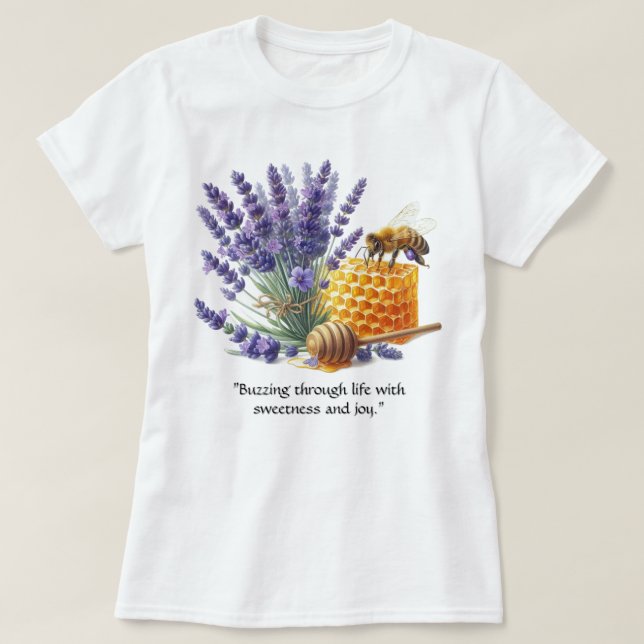 Lavender Honung / Bee Sweet Blommigt T-Shirt (Design framsida)