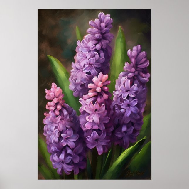 Lavender Hyacint Flower Art Print Poster (Framsidan)