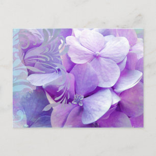 Lavender Hydrangea Blommigt Swirl vykort