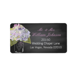 Lavender Hydrangea Burk Chalkboard Bröllop-etikett Adressetikett