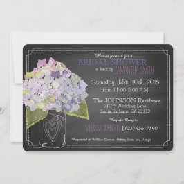 Lavender Hydrangea Burk Chalkboard Möhippa Inbjudningar