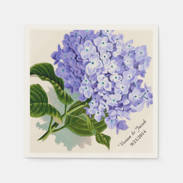 Lavender Hydrangea Personligt bröllp Napkins Pappersservett (Framsidan)