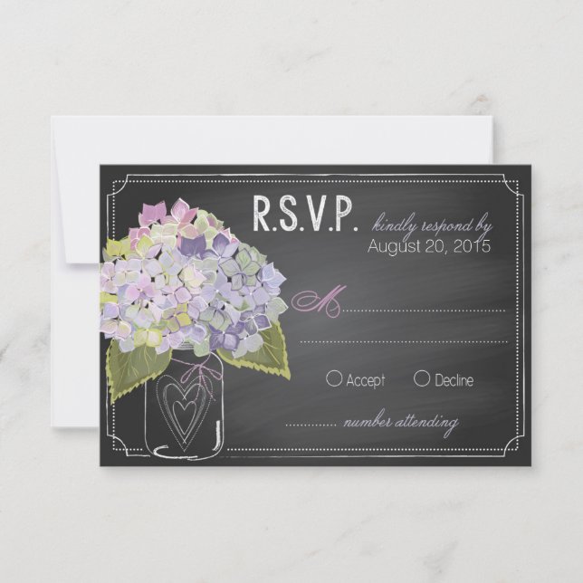 Lavender Hydrangeas Chalkboard OSA kort (Framsida)