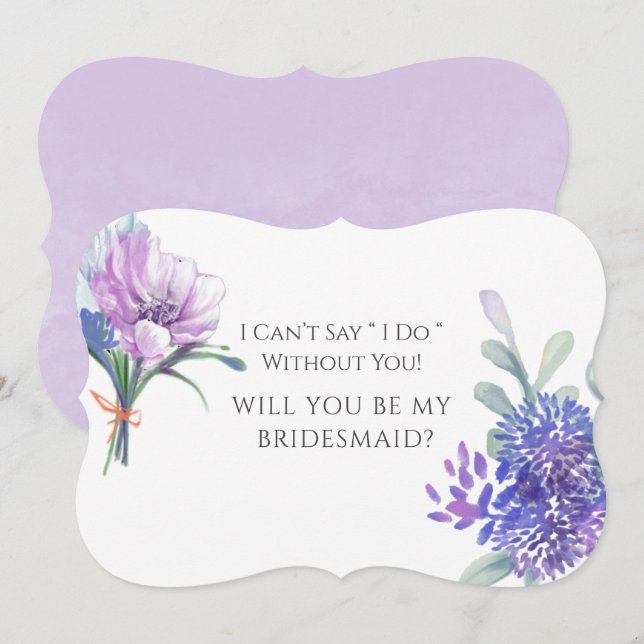 Lavender Hydrangeas kommer du bli min bridesmaid Inbjudningar (Fram/baksida)