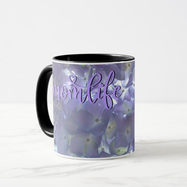 Lavender Hydrangeas #momlife Mugg (Framsida vänster)