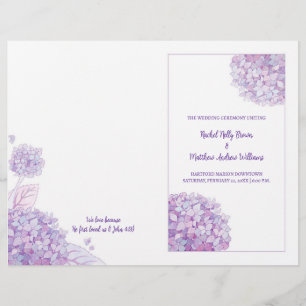 Lavender Hydrangeas White Bröllop BiFold Program