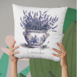 Lavender i Delft Blue Kudde