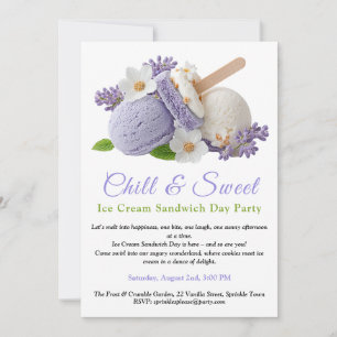 Lavender Ice Cream Sandwich Day Watercolor Inbjudningar