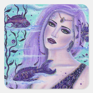 Lavender Ice Sjöjungfru by Renee L. Lavoie Fyrkantigt Klistermärke