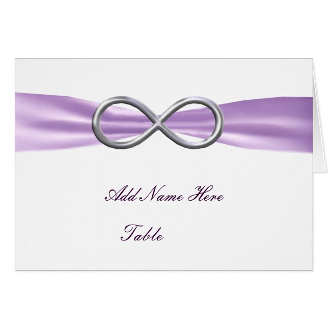 Lavender Infinity Bröllop Bord Place Card OBS Kort (Framsidan Horizontal)