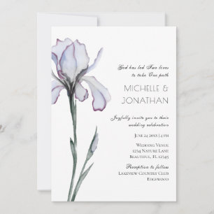 Lavender Iris Modern Blommigt Christian Bröllop Inbjudningar