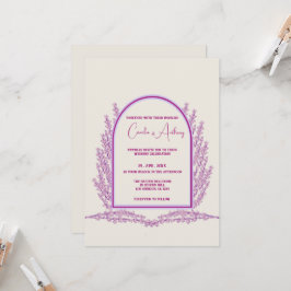 Lavender Ivory Blommigt Boho Bröllop Inbjudningar