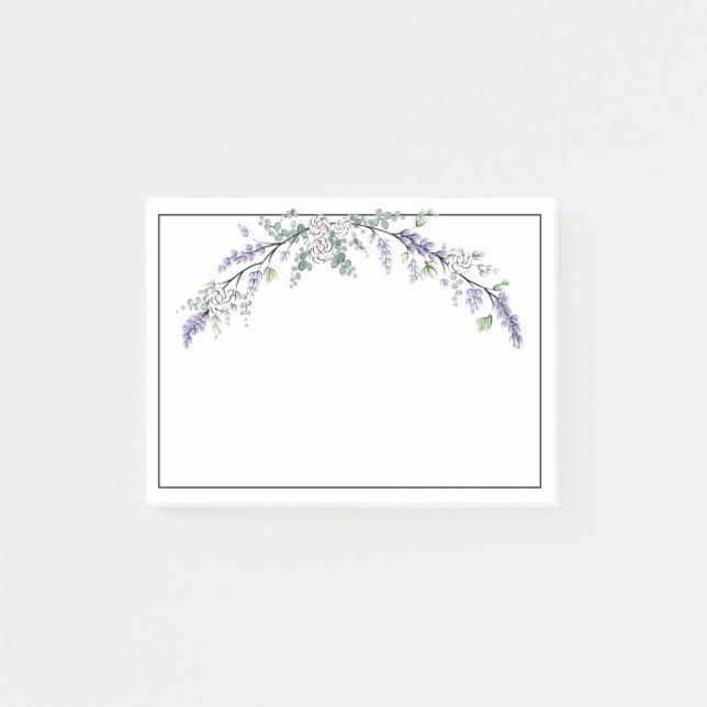 Lavender Ivory Ro och Eucalyptus Post-it Block (Framsida)