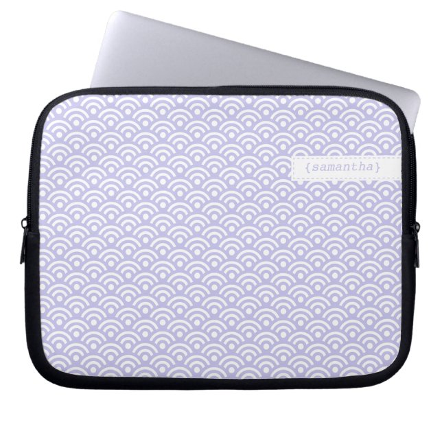 Lavender Japanska Seigaiha Mönster Laptop Sleeve (Framsidan)