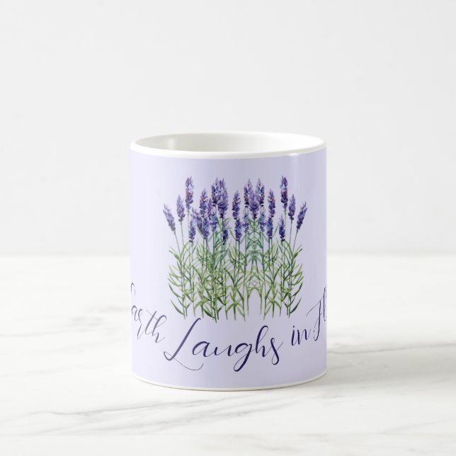 Lavender, jorden skrattar i blommor kaffemugg (Center)