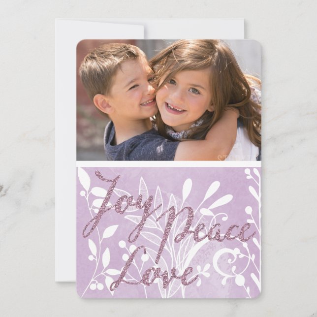 Lavender Joy Peace Kärlek Helgdag Photo Card Julkort (Framsida)