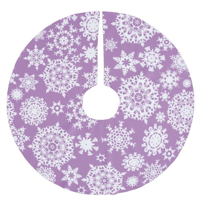Lavender jul Snowflake Mönster Träd Skirt Julgransmatta Borstad Polyester (Framsidan)