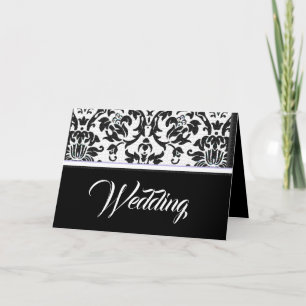 Lavender Kärlek Black & White Damask Wedding Inbjudan