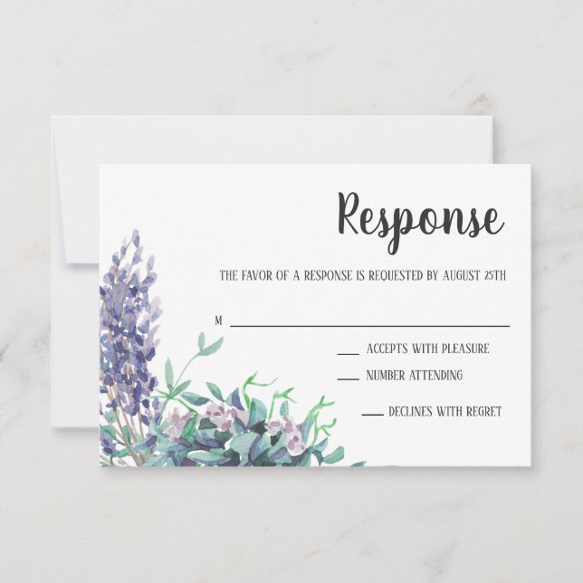 Lavender Kärlek Blommigt Eucalyptus Lila Response OSA Kort (Framsida)
