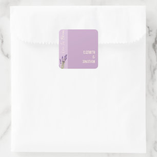 Lavender Kärlek Bröllop Fyrkantigt Klistermärke