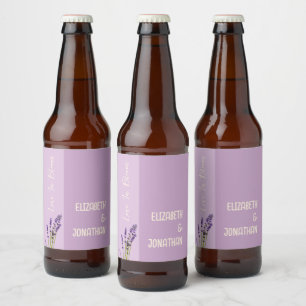Lavender Kärlek Bröllop Ölflaska Etikett