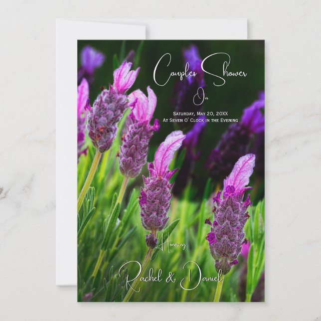 Lavender, Kärlek & Devotion, Bröllop Par Shower Inbjudningar (Framsida)