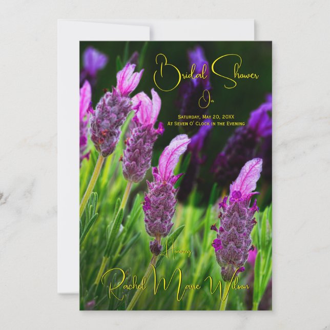 Lavender, Kärlek & Devotion Gult, Möhippa Inbjudningar (Framsida)