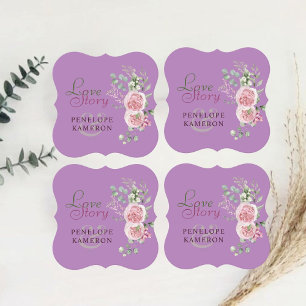 lavender Kärlek Story Watercolor Peony Bröllop Underlägg Papper