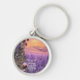 Lavender  keychain Lamentations 3:23 Rund Silverfärgad Nyckelring