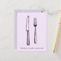 Lavender Knivar & Fork Tryckt vykort