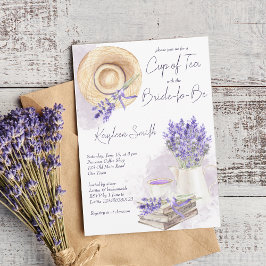 Lavender kopp av te, party möhippa inbjudningar