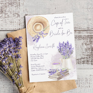Lavender kopp av te, party möhippa inbjudningar