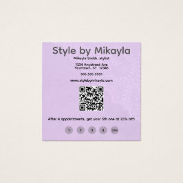 Lavender Lace Beautician Customer Rewards Card Fyrkantigt Visitkort