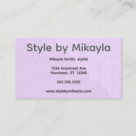 Lavender Lace Beautician Stylist Event Planner Visitkort