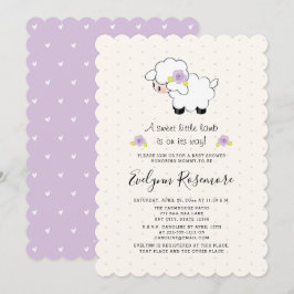Lavender Lamb Baby Shower-inbjudningar