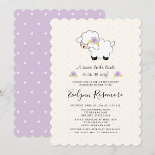 Lavender Lamb Baby Shower-inbjudningar
