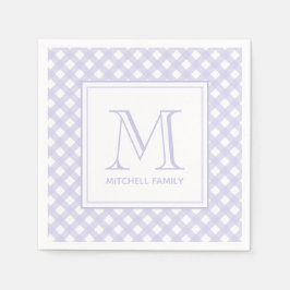 Lavender Land Stil Gingham Mönster Monogram Pappersservett