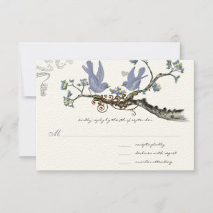 Lavender & Lemon Gult Vintage Birds Bröllop OSA Kort