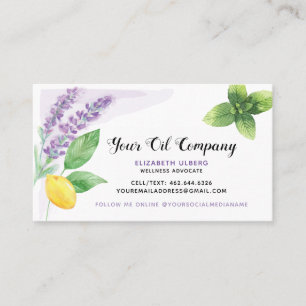 Lavender, Lemon och Peppermint Essential Oils Visitkort
