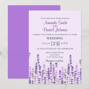 Lavender Light Lila blommor Watercolor Inbjudningar