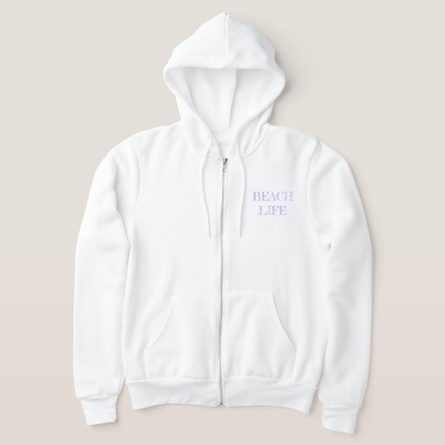 Lavender Lighthouse Zippered Hoodie T Shirt (Laydown)