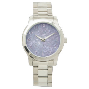 Lavender Lila Abstrakt Metallisk Brushstroke Armbandsur