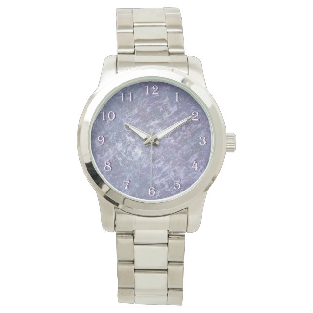 Lavender Lila Abstrakt | Metallisk Brushstroke Armbandsur (Framsida)
