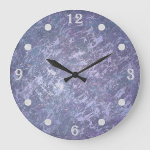 Lavender Lila Abstrakt Metallisk Brushstroke Stor Klocka