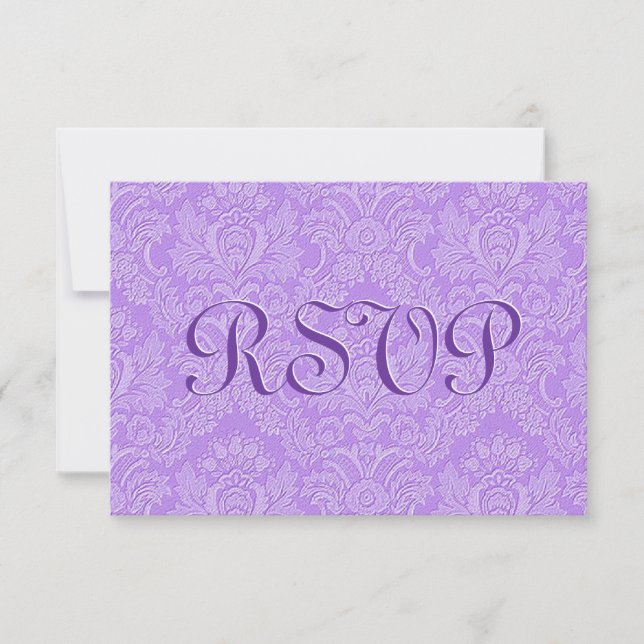 Lavender Lila Anpassningsbar OSA Damask Wedding V0 Kort (Framsida)