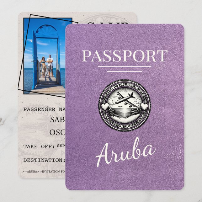 Lavender Lila Aruba Passport Spara datum Datumet (Fram/baksida)