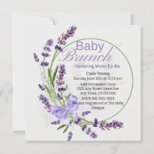 Lavender/Lila Baby Shower/Baby Brunch-inbjudan