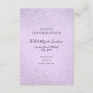 Lavender Lila Bat mitzvah gästinformation Tilläggskort