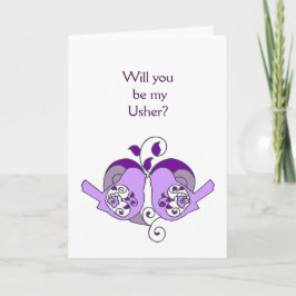 Lavender Lila Bird Blommigt Heart Usher Inbjudan